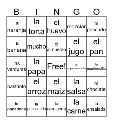 Unidad 4 Desafio 1 y 2 Bingo Card