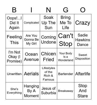 Five-0-Five Music Bingo - 2000s 3 Bingo Card