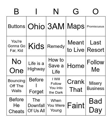 Five-0-Five Music Bingo - 2000s 4 Bingo Card