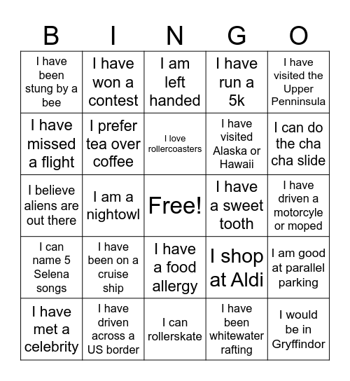 Common Ground Bingo Card