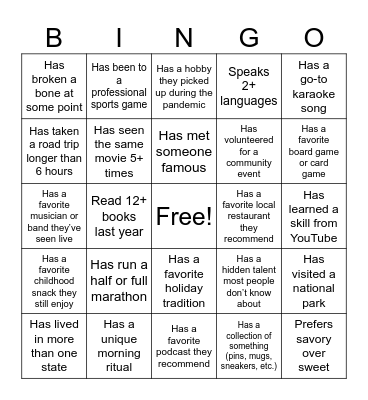 Common Ground BINGO Card
