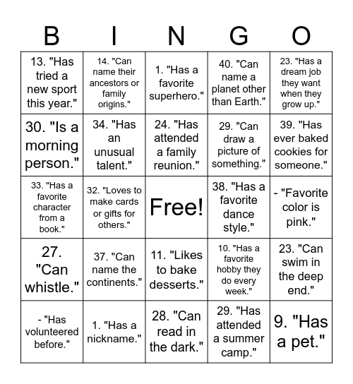 Finding Common Ground Bingo Card
