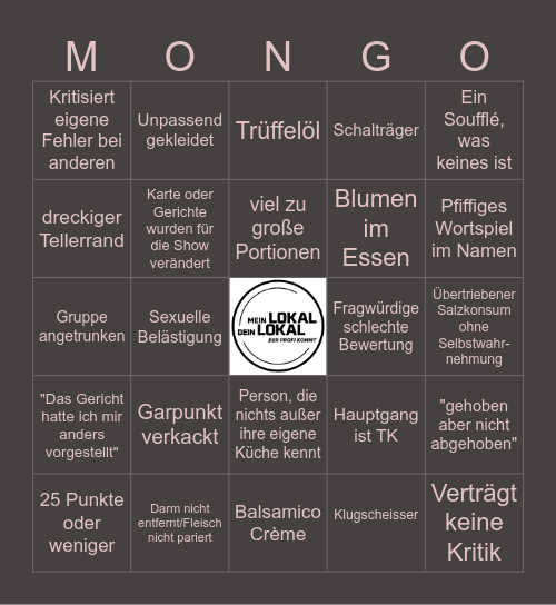 Meini Deini Bingo Card