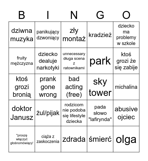 na ratunek 112 bingo Card