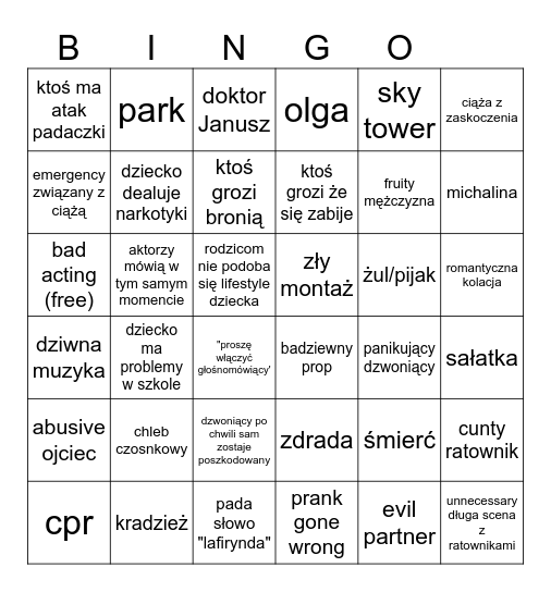 na ratunek 112 bingo Card