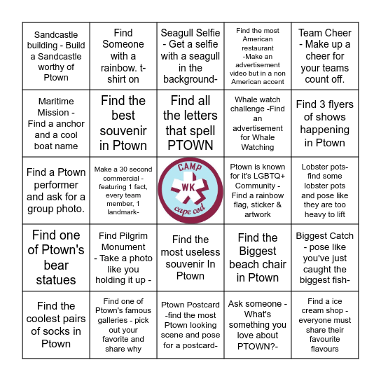 * PTOWN PERSUIT * Bingo Card