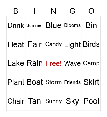 RHYME BINGO Card