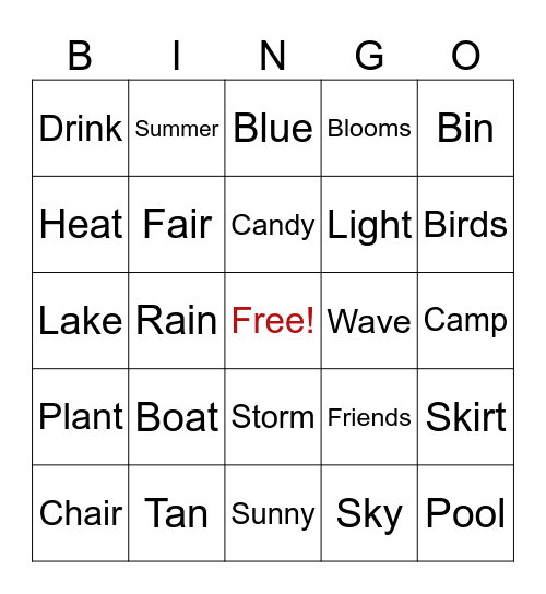 RHYME BINGO Card