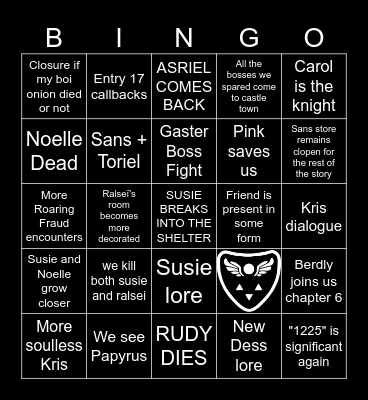 Deltarune Chapter 5 Bingo Card