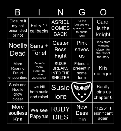 Deltarune Chapter 5 Bingo Card