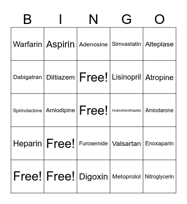 Pharm Bingo Card