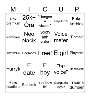 Magyar micup Bingo Card