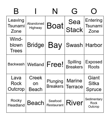 OR Coast Van Bingo: must see & call out to be counted! Bingo Card