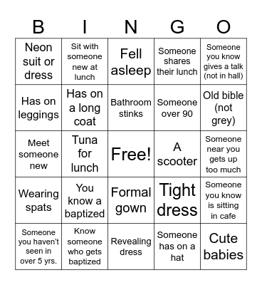 Convention Bingo Card