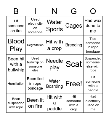 BDSM BINGO Card