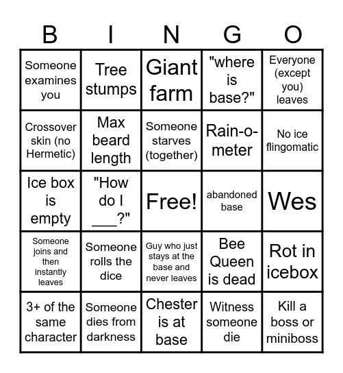 DST Public Sever Bingo Card