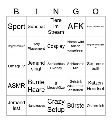 Twitch Bingo Card