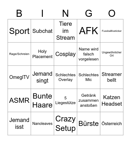 Twitch Bingo Card