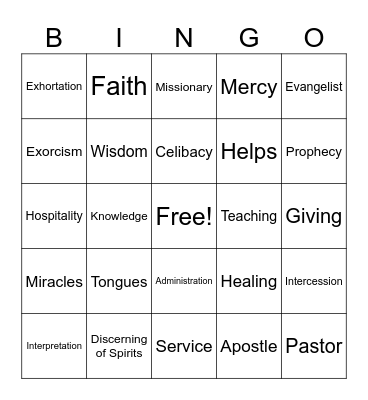 The Gift of Jesus Bingo Card
