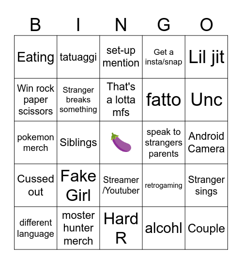 Omegle Bingo Card