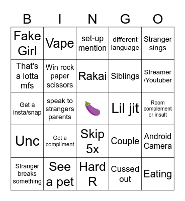 Omegle Bingo Card