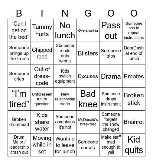 Band Bingo! Bingo Card