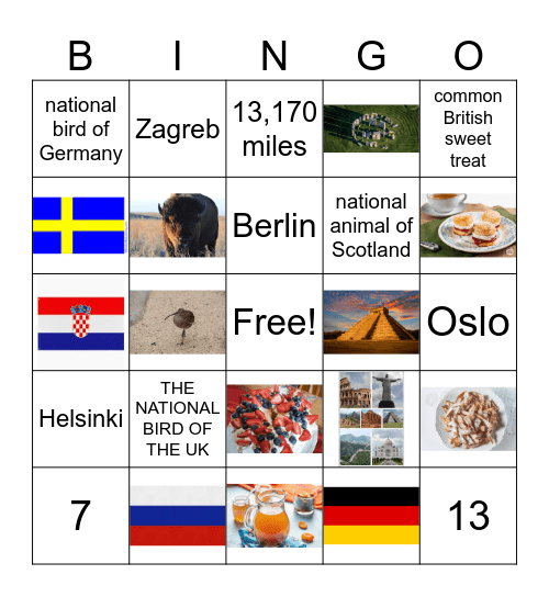 AROUND THE WORLD Bingo Card