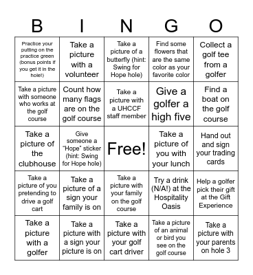 UHCCF MN Golf Bingo Card