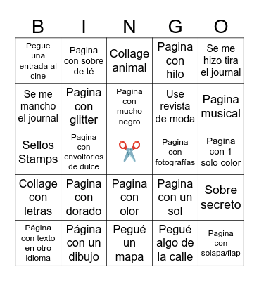 Junk journal Bingo Card