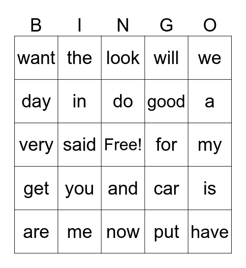 Red Word Bingo Card