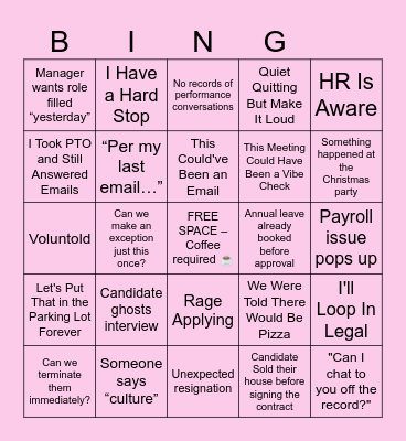 HR Survival Flamingo Bingo - Summer Edition Bingo Card