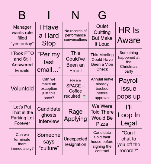 HR Survival Flamingo Bingo - Summer Edition Bingo Card