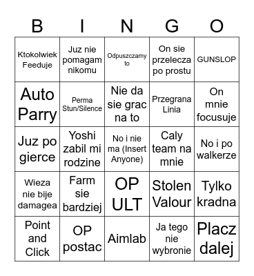 Deadlock PDF Bingo Card
