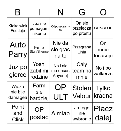 Deadlock PDF Bingo Card