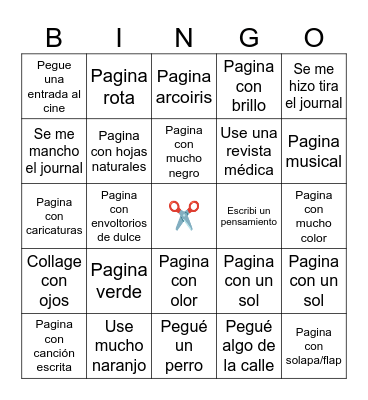 Junk journal Bingo Card