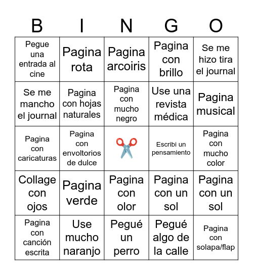 Junk journal Bingo Card
