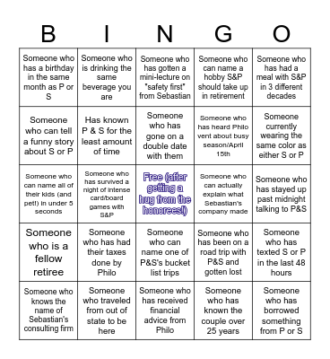 Sebastian & Philo's Retirement Bingo! Bingo Card