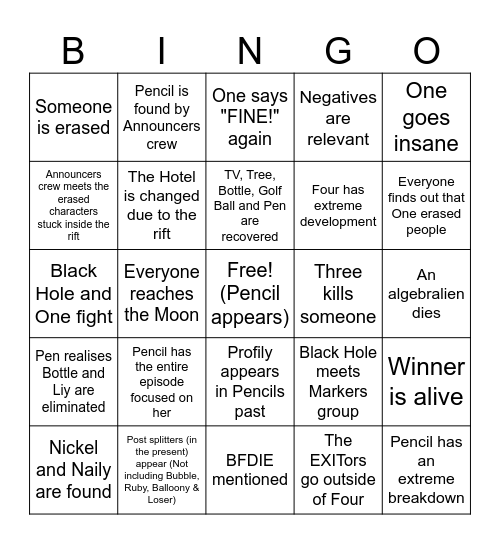 TPOT 24 Bingo Card