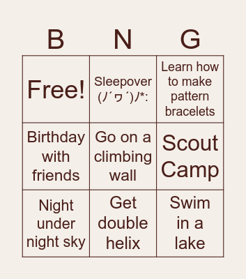 Challenge for this holiday Bingo Card