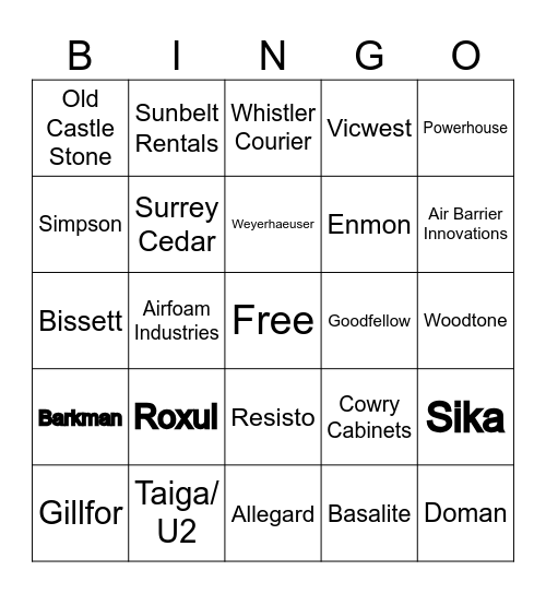 RONA CONTRACTOR GOLF TOURNAMENT Bingo Card
