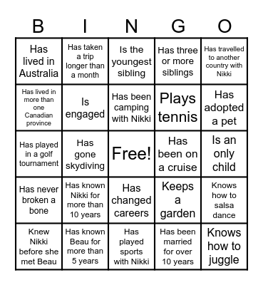 Mix & Mingle Bingo Card