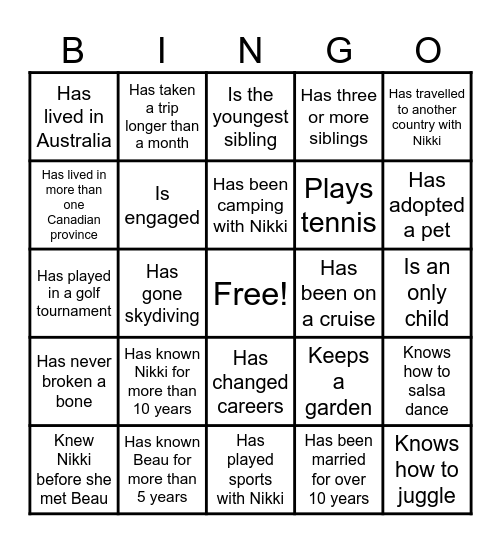 Mix & Mingle Bingo Card