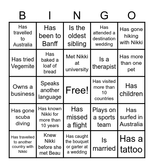 Mix & Mingle Bingo Card