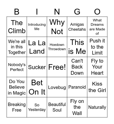 2000's Music Bingo Card