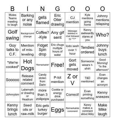 Gort Bingo Card