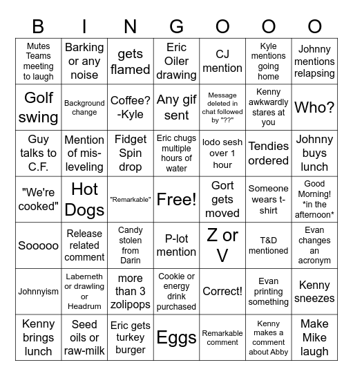 Gort Bingo Card