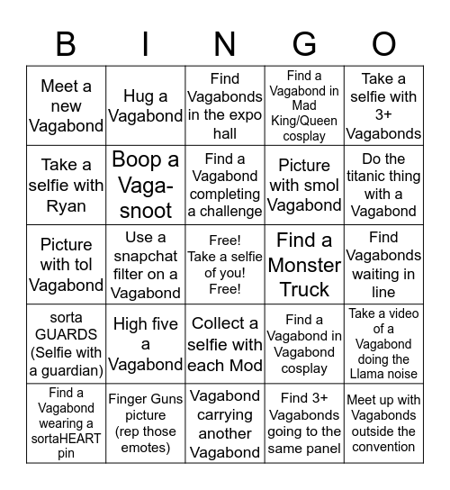 VagaBingo! Bingo Card
