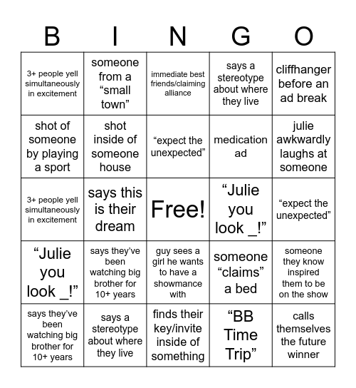 BB28 Premier Bingo Card