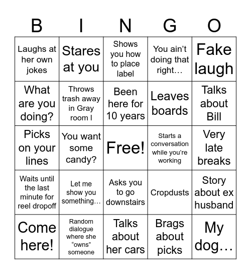Melissa Bingo Card