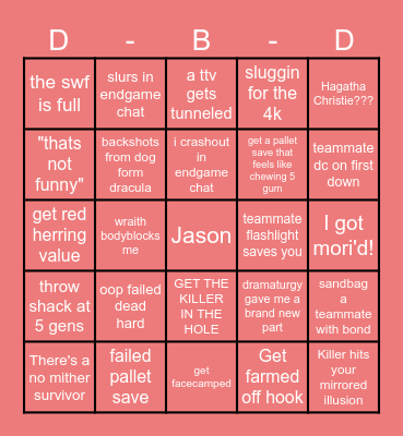 Dead By Bingo Card